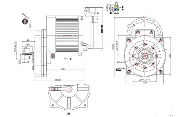 無刷直流減速電機外形結(jié)構(gòu)圖